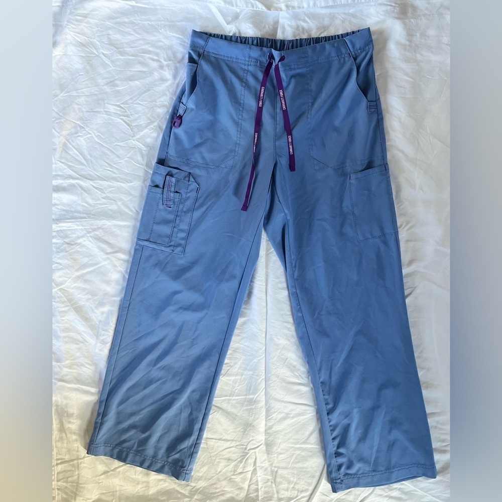 Carhartt Blue Cargo Joggers with Purple Drawcord